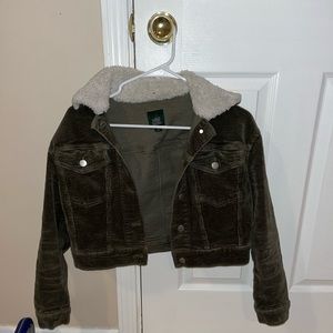 Green Corduroy Cropped Jacket